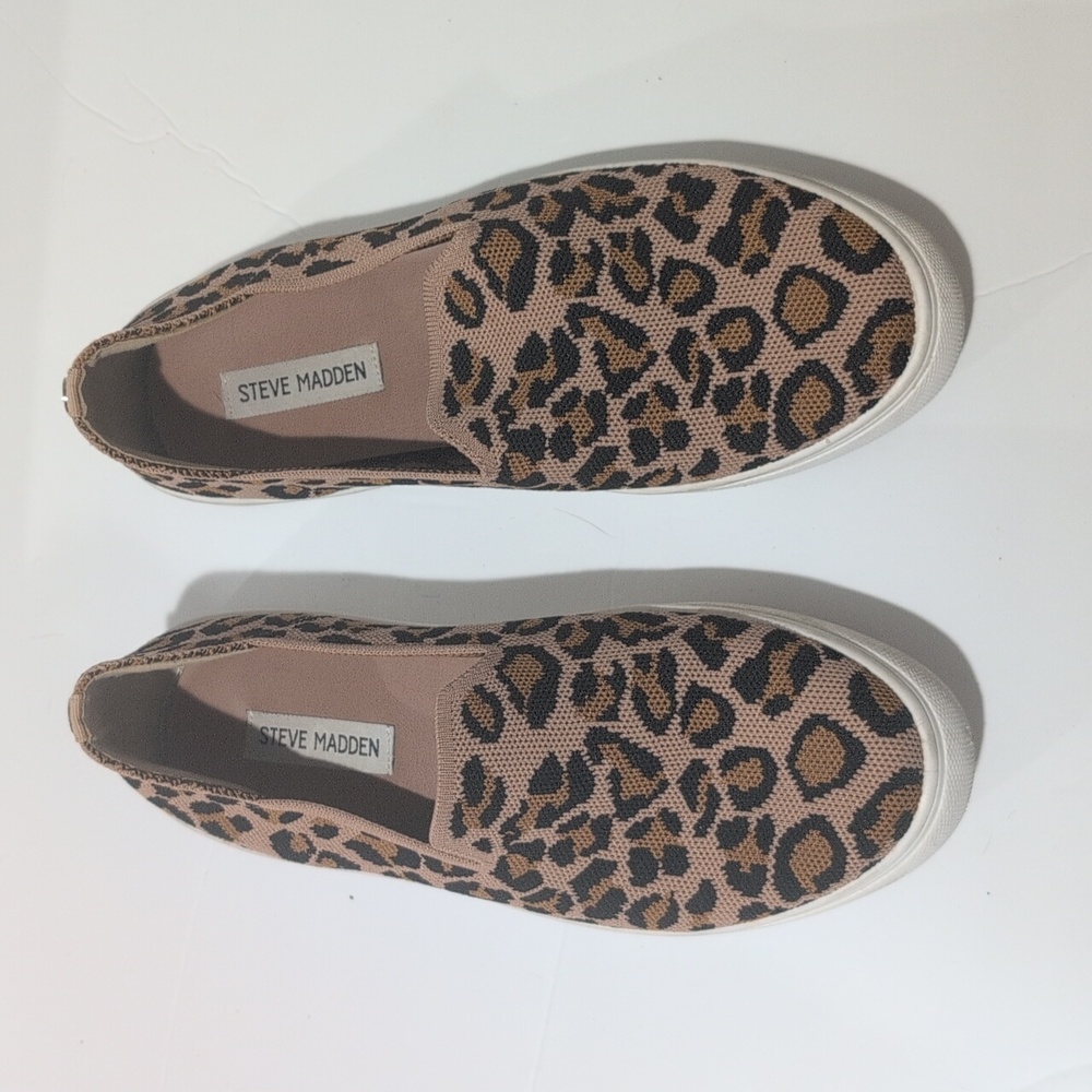 Cheetah Print Steve Madden Knit Sneakers 10 - Picture 6 of 8